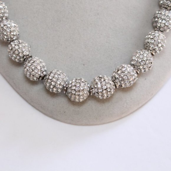 NWOT Cara NY Crystal Pave Beaded Necklace Silver - Picture 7 of 15